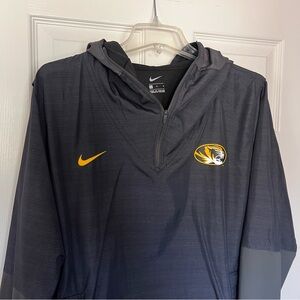 Nike Missouri Mizzou Tigers Men's 1/4 Zip Hooded Pullover Large Black Grey EUC